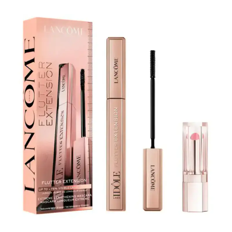 Lancôme Lash Idôle Flutter Extension 01 ripsmetuši ja Lip Idôle Butterglow 10 komplekt